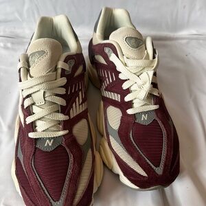 New Balance Maroon and Cream 9060 Runner Sneakers